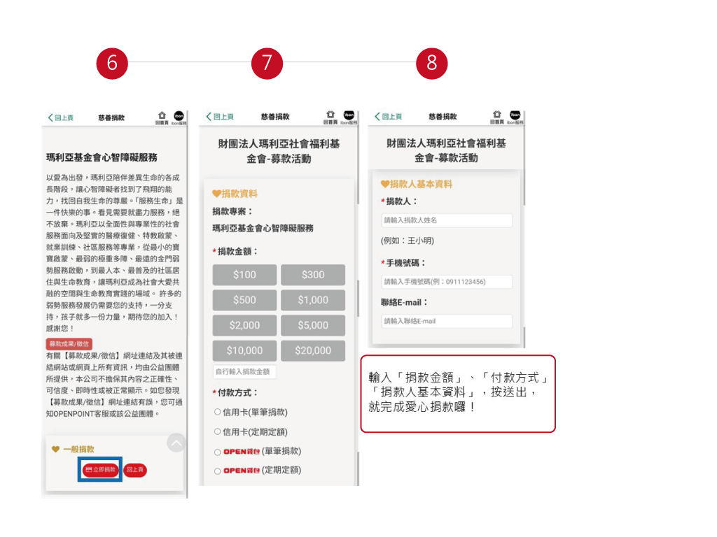 OPEN POINT APP捐款流程圖二